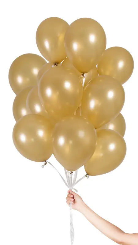 Guldfärgade ballonger med band 23 cm - 30 stycken - Ballong