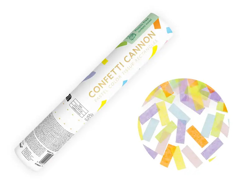 Konfettikanon pastell ränder 20 cm