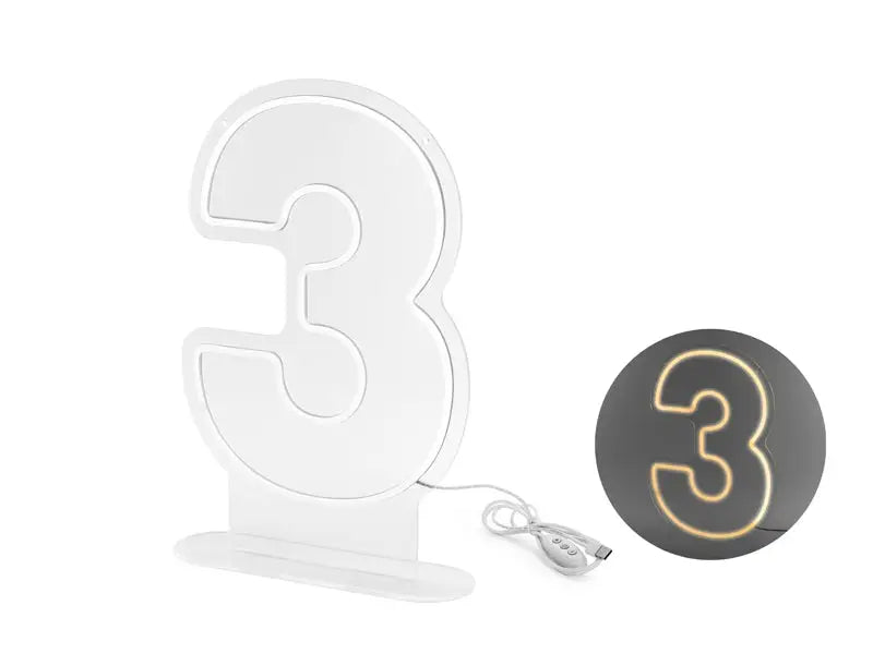 Neon led - digit ’3’ white 50cm