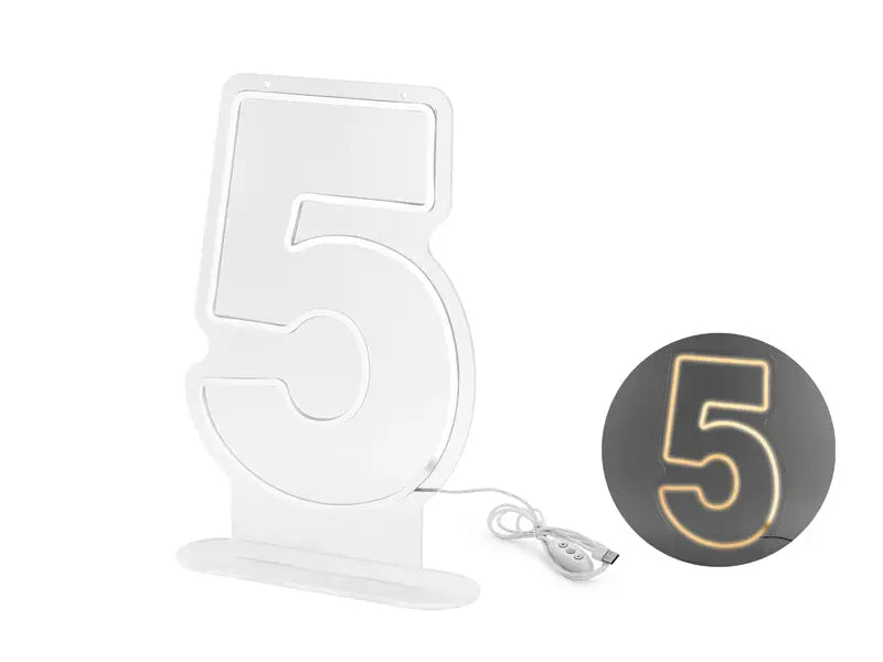 Neon led - digit ’5’ white 50cm