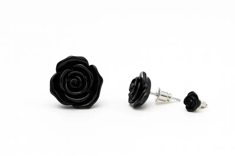 Rosörhängen set svart – festaccessoar (2 par)
