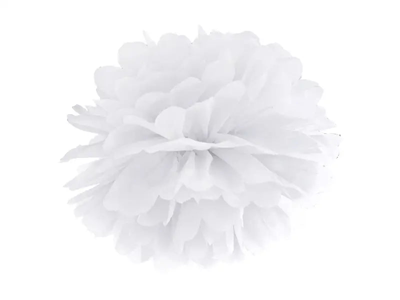 Silkespapper Pompom Vit 35 cm