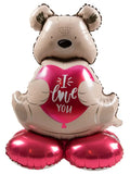 Stående folieballong - Ombre Love - Brunbjörn ’I love you’ - 66 cm - Folieballong