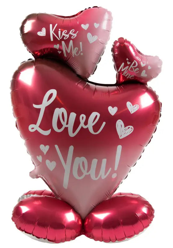 Stående folieballong - Ombre Love - 3 hjärtan - 77 cm - Folieballong