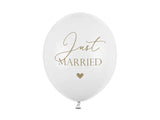 Starka Ballonger Just Married Pastell Pure White guld 30 cm