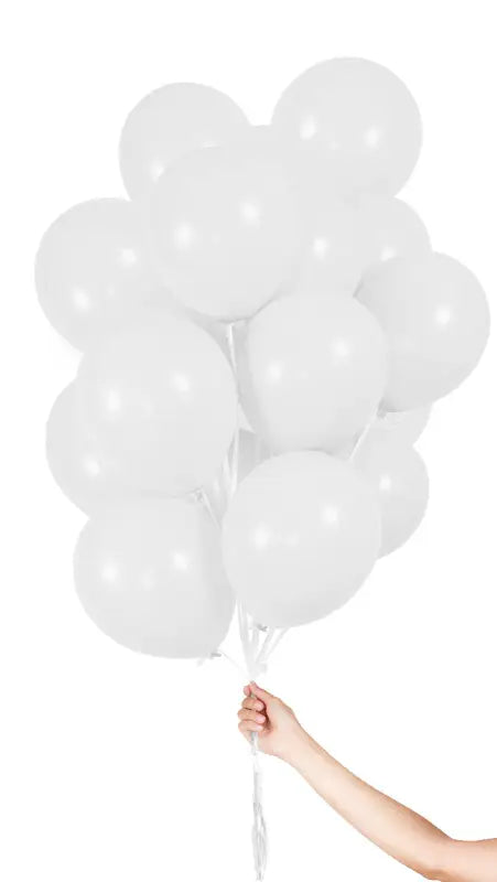 Vita ballonger med band 23 cm - 30 stycken - Ballong