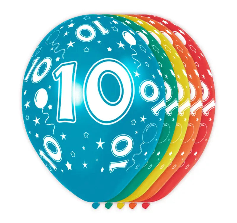 10 års födelsedagsballonger 5 st