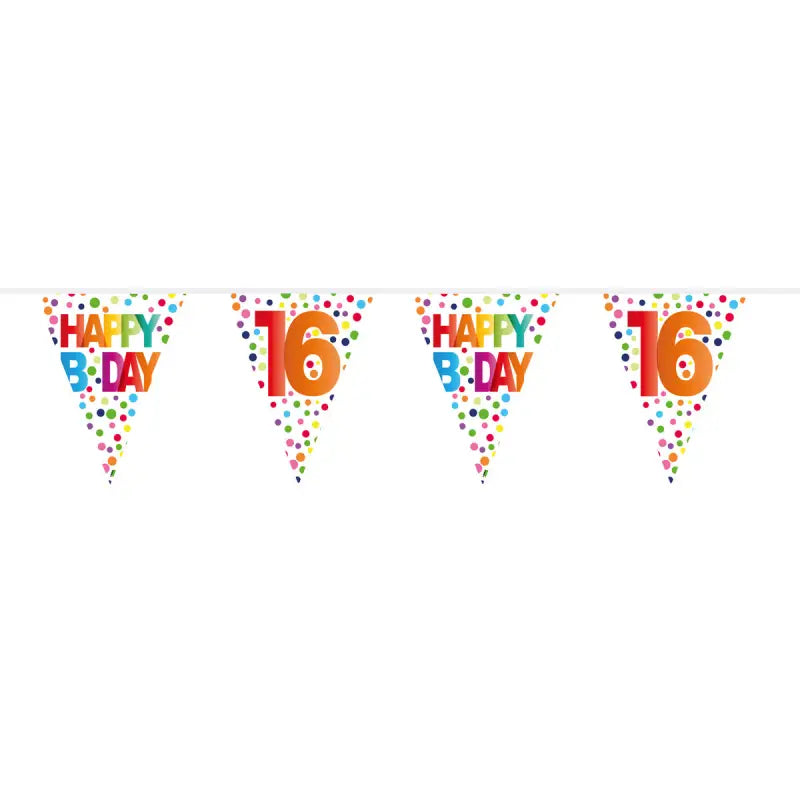 16 years happy bday dots bunting - 10 meter