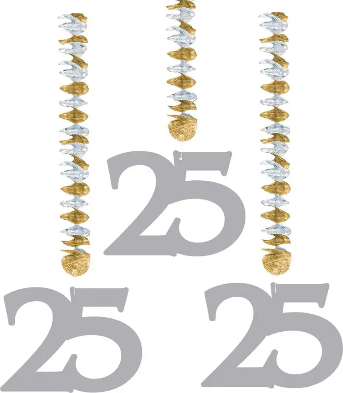 25 års silverhängande dekoration - 3 st