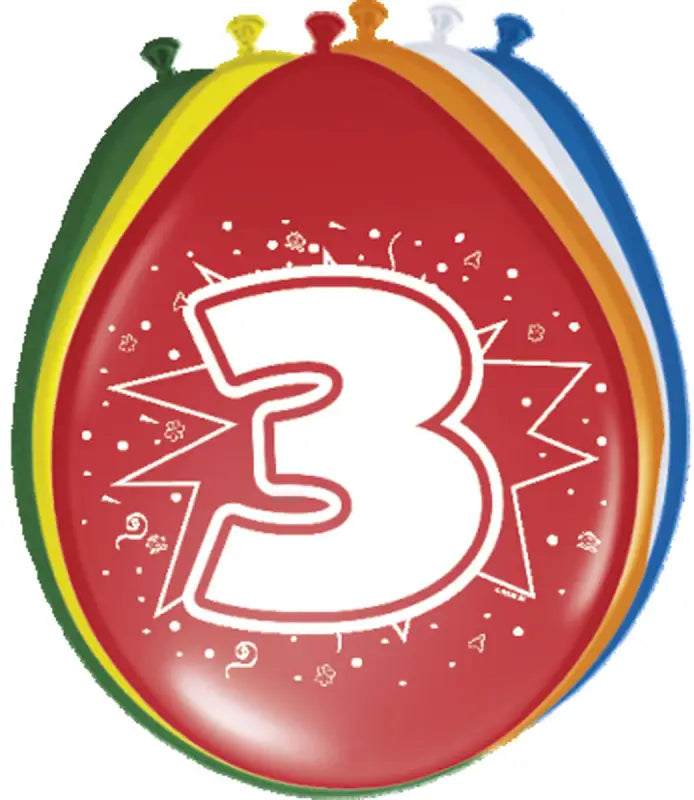 3 års födelsedagsballonger - 8 st
