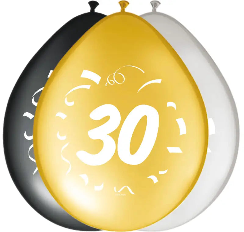 30 år snygga festballonger cm - 8 stycken