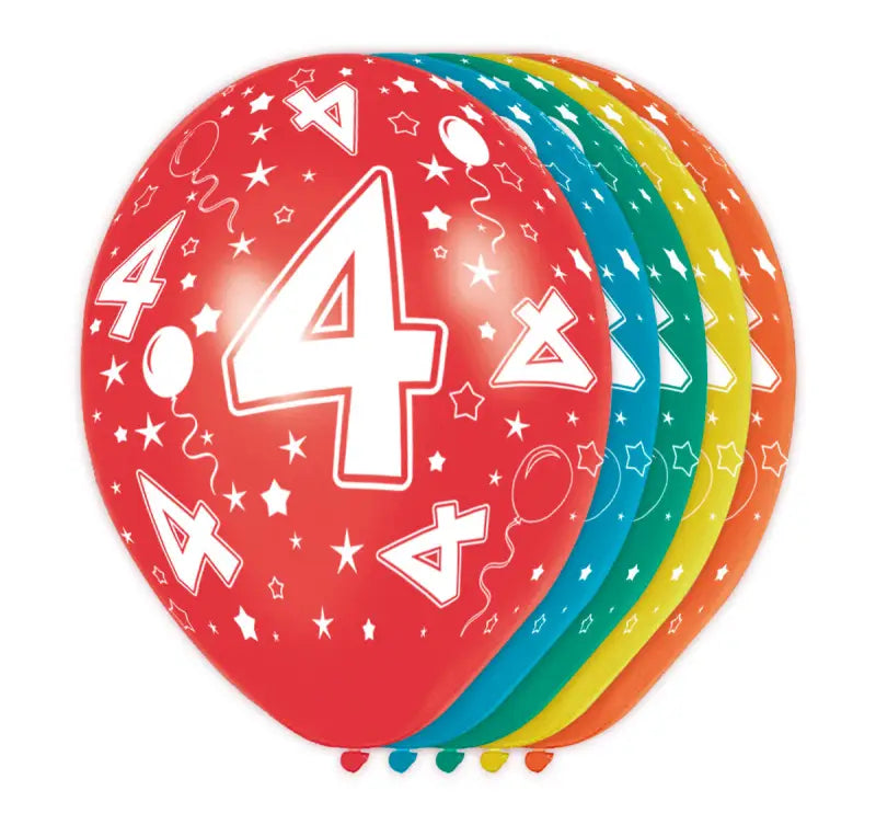 4 års födelsedagsballonger - 5 st