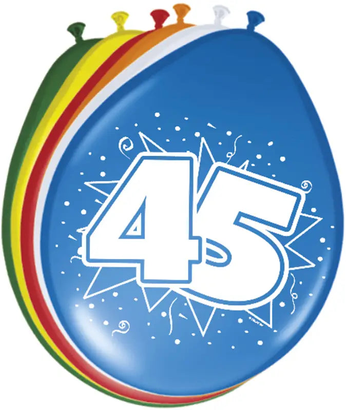 45 års ballonger 30 cm - 8 st