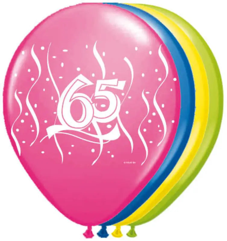 65 års ballonger virvlar runt 30 cm - 8 stycken
