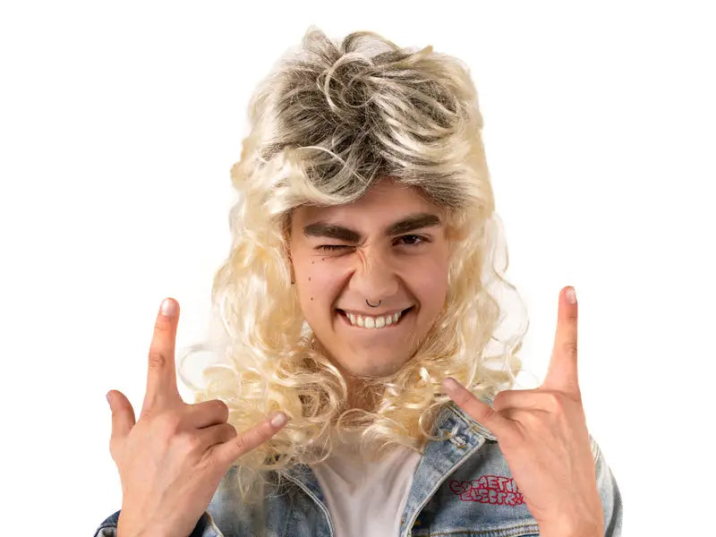 Blond mullet peruk.
