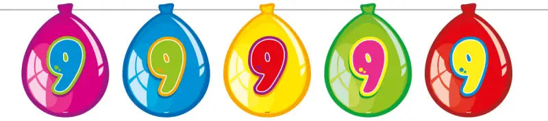 9 års födelsedagsballonggirland - 10 meter