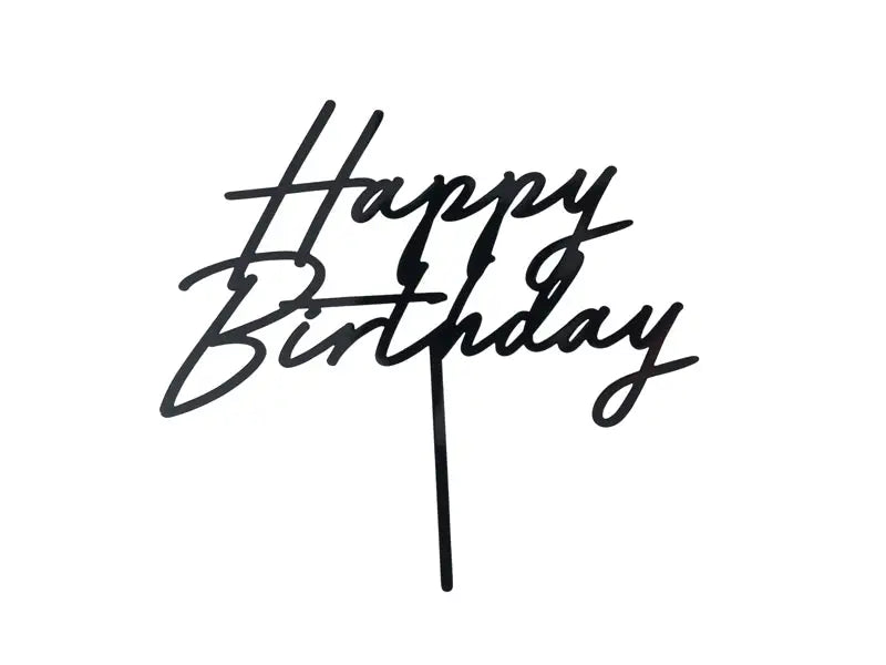 Acrylic cake topper ’’happy birthday’’ black 16.5 cm