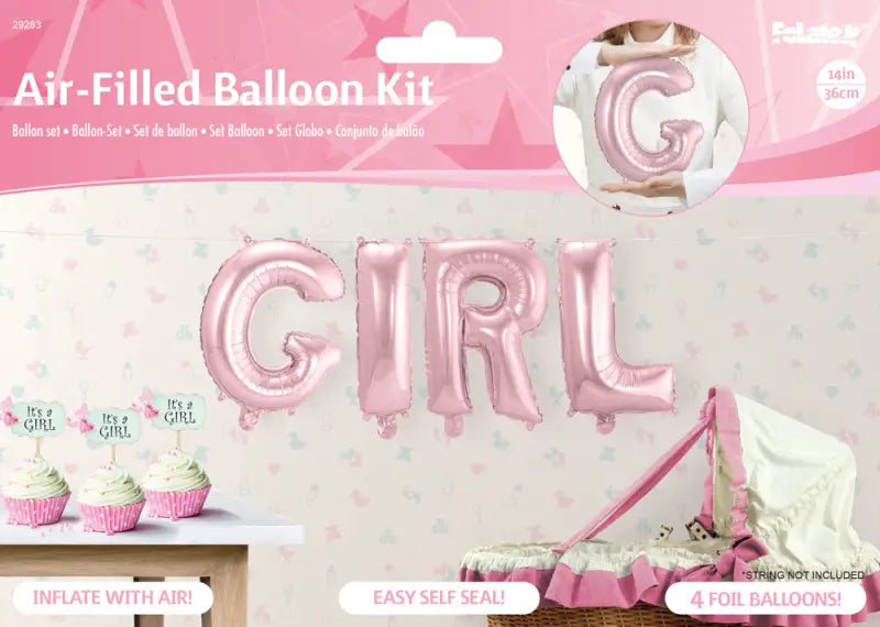 Baby rosa folie ballonger set girl