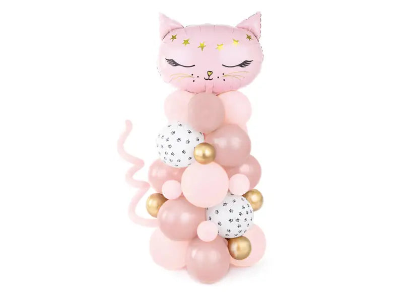 Ballongbukett Katt rosa