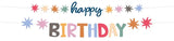 Bokstavsbanner set - ’Happy Birthday’ - Starburst - 1,5 meter - Girlang