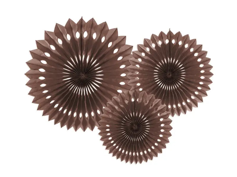 Dekorativa rosetter brun 20-30 cm 3 st.