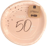 Engångstallrikar Elegant Lush Blush50 år 23 cm - 8 stycken - Papperstyckenallrikar