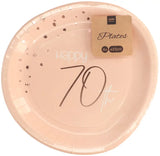 Engångstallrikar Elegant Lush Blush70 år - 23 cm - 8 stycken - Papperstyckenallrikar