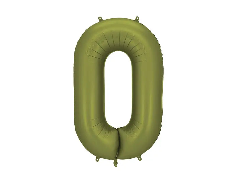 Foil balloon number’ ’0’’ 86cm olive