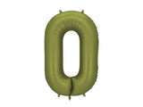 Foil balloon number’ ’0’’ 86cm olive
