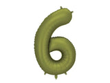 Foil balloon number ’’6’’ 86cm olive