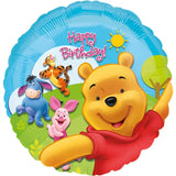 Foil balloon - winnie the pooh & friends - happy birthday - 45 cm