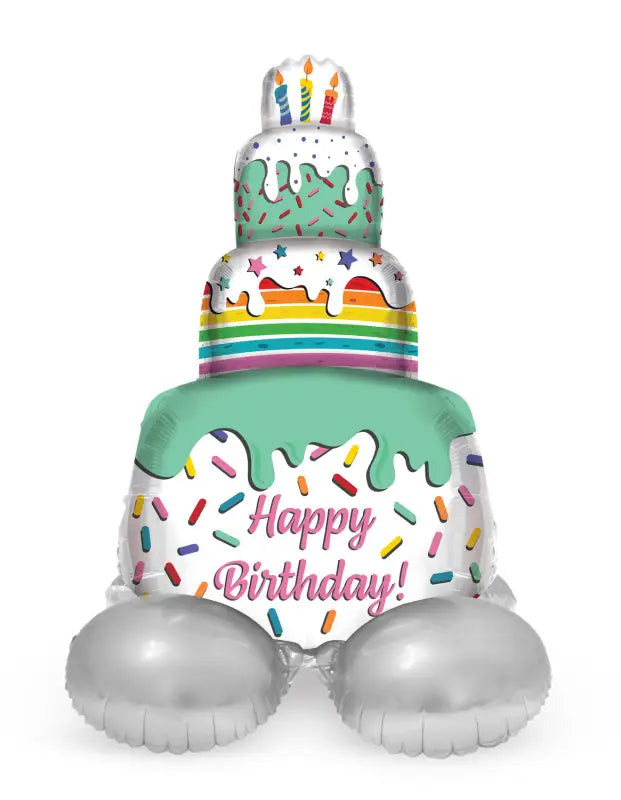 Folieballong med bas ’Happy Birthday!’ Cake Time - 72 cm - Folieballong