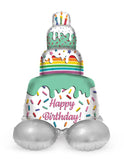 Folieballong med bas ’Happy Birthday!’ Cake Time - 72 cm - Folieballong