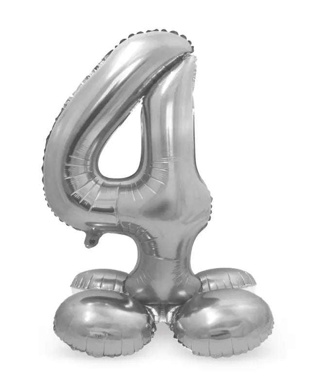Folieballong med basnummer Silverfärgad - 72 cm (0-9) - 4 - Folieballong