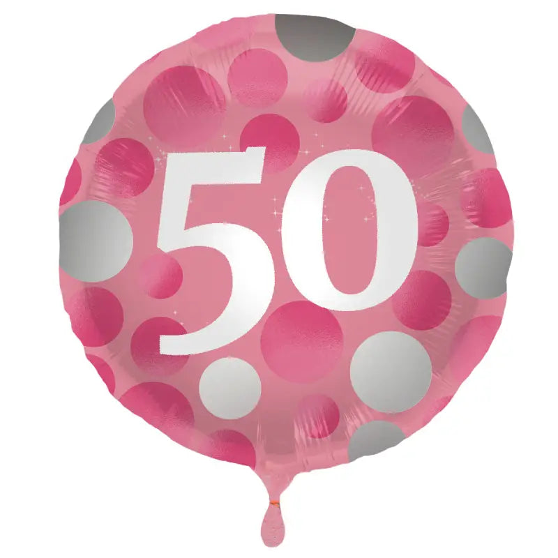 Folieballong glansig rosa 50 år - 45 cm - Folieballong