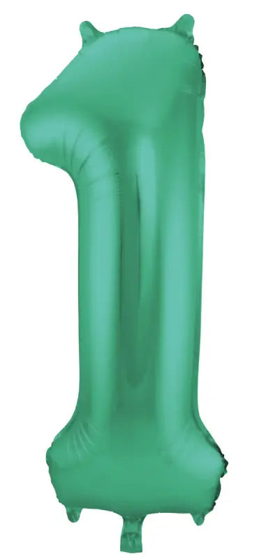 Folieballong siffra 1 - grön metallisk matta - 86 cm