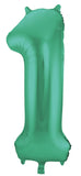 Folieballong siffra 1 - grön metallisk matta - 86 cm