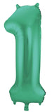 Folieballong siffra 1 - grön metallisk matta - 86 cm