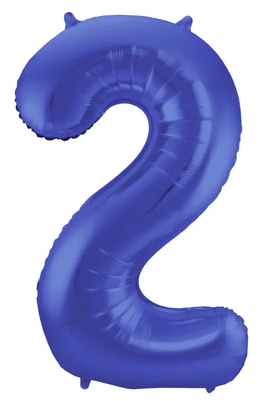 Folieballong Siffra 2 - Blå Metallisk Matta - 86 cm - Folieballong