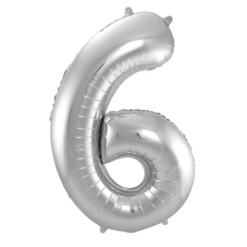 Folieballong Siffra 6 - Silver- 86 cm - Folieballong