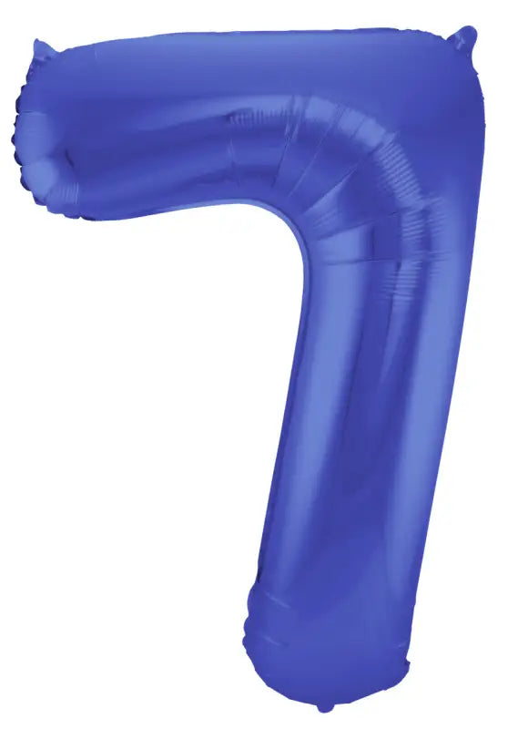Folieballong Siffra 7 - Blå Metallisk Matta - 86 cm - Folieballong