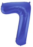 Folieballong Siffra 7 - Blå Metallisk Matta - 86 cm - Folieballong