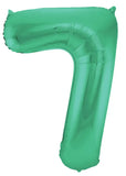 Folieballong Siffra 7 - Grön Metallisk Matta - 86 cm - Folieballong