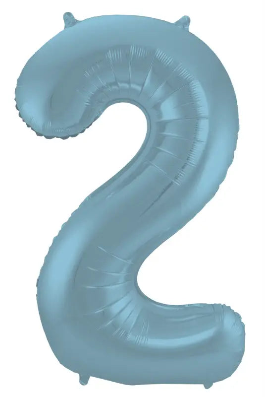 Folieballong Siffror 2 Pastellblå Metallic Matt - 86 cm - Folieballong