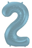 Folieballong Siffror 2 Pastellblå Metallic Matt - 86 cm - Folieballong