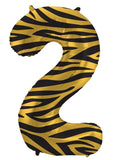 Folieballong siffror 2 tiger chic - 86 cm