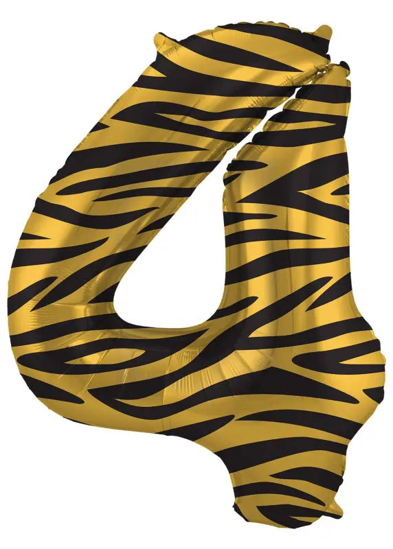 Folieballong siffror 4 tiger chic - 86 cm