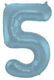 Folieballong Siffror 5 Pastellblå Metallic Matt - 86 cm - Folieballong