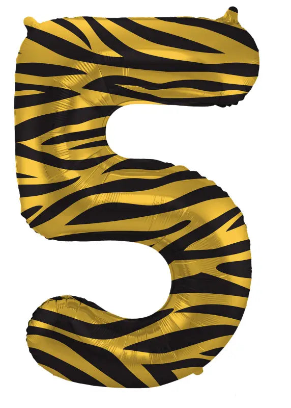 Folieballong siffror 5 tiger chic - 86 cm
