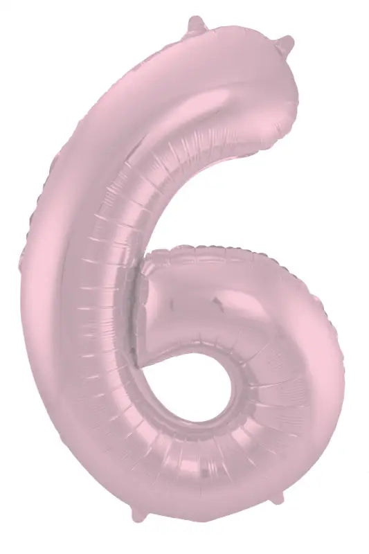 Folieballong Siffror 6 Pastellrosa Metallic Matt - 86 cm - Folieballong